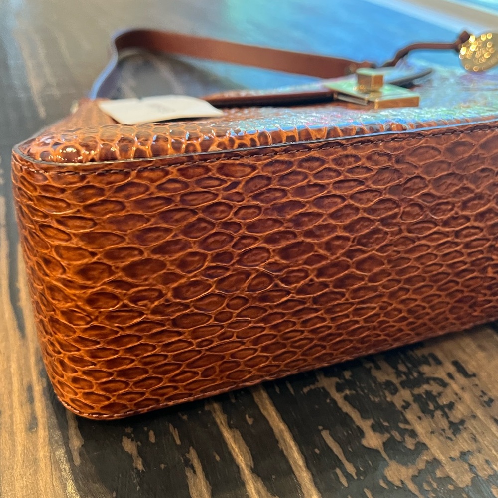 Brahmin Esme Nutmeg Janeway Snakeskin Embossed Shoulder Bag - Picture 4 of 16